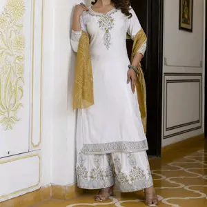 Gorgeous  Rayon embroidery three pieces  plazo suits