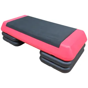 Adjustable Workout Aerobic Stepper in Fitness & Exercise Step Platform Trainer Gray black with 4 risers