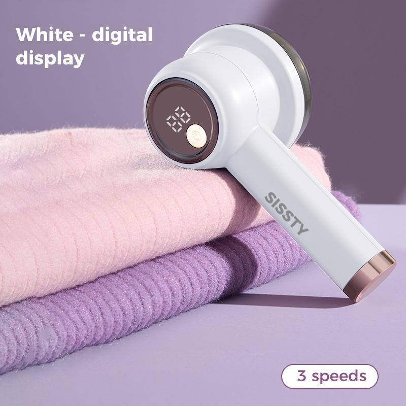 Rechargeable Fabric Shaver with 2 Replaceable Stainless Steel 6-Leaf Blades(1 Free Extra Included) | Lint Remover with 3-Speed Settings & LED Display - Efficient Sweater and Lint Shaver for Clothes, Removing Fuzz, Lint Balls, Pills.Christmas Gift