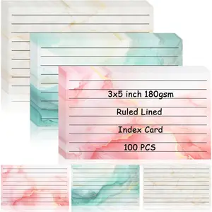 100 Pack Colored Index Cards 3x5 Marble Notecards Lined FlashCards for Studying Heavy Note Cards 180 gsm Memo Cards for Office  School Supplies