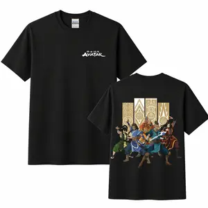 Team Avatar The Last Airbender Graphic T-Shirt - Aang Zuko Katara Toph Sokka Anime Tee, Unisex Premium Cotton Shirt, Four Elements Streetwear, ATLA Group Graphic Top