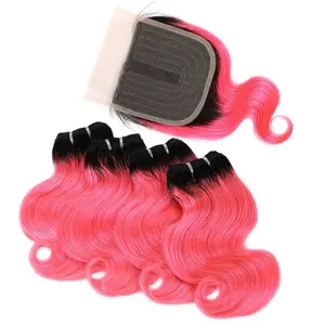BHF Body Wave Bundles With Closure 100% Natural Remy Brazilian 50g Blonde Ombre Human Hair 4 Bundles With Closure Halloween Day
