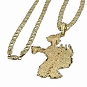 Mapa de Zacatecas Gold-Plated 24-Inch Necklace with Chain, Gold-Plated Design, and Gold-Plated Pendant.