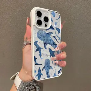 Whale Shark Wonders Pattern Magnetic Phone Case for iPhone 17 15 16 14 Pro Max 13 12 11 Anti-Yellowing Shockproof Lightweight Transparent Acrylic Large Hole Soft Cover Supports Wireless Charging Cellphone Casing