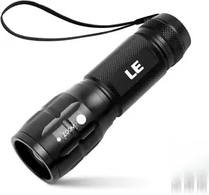 Lighting EVER LED Flashlight 140 Lumens Small Waterproof Adjustable Focus IPX4 AAA Batteries Included Tactical Camping Accessories Compact Portable