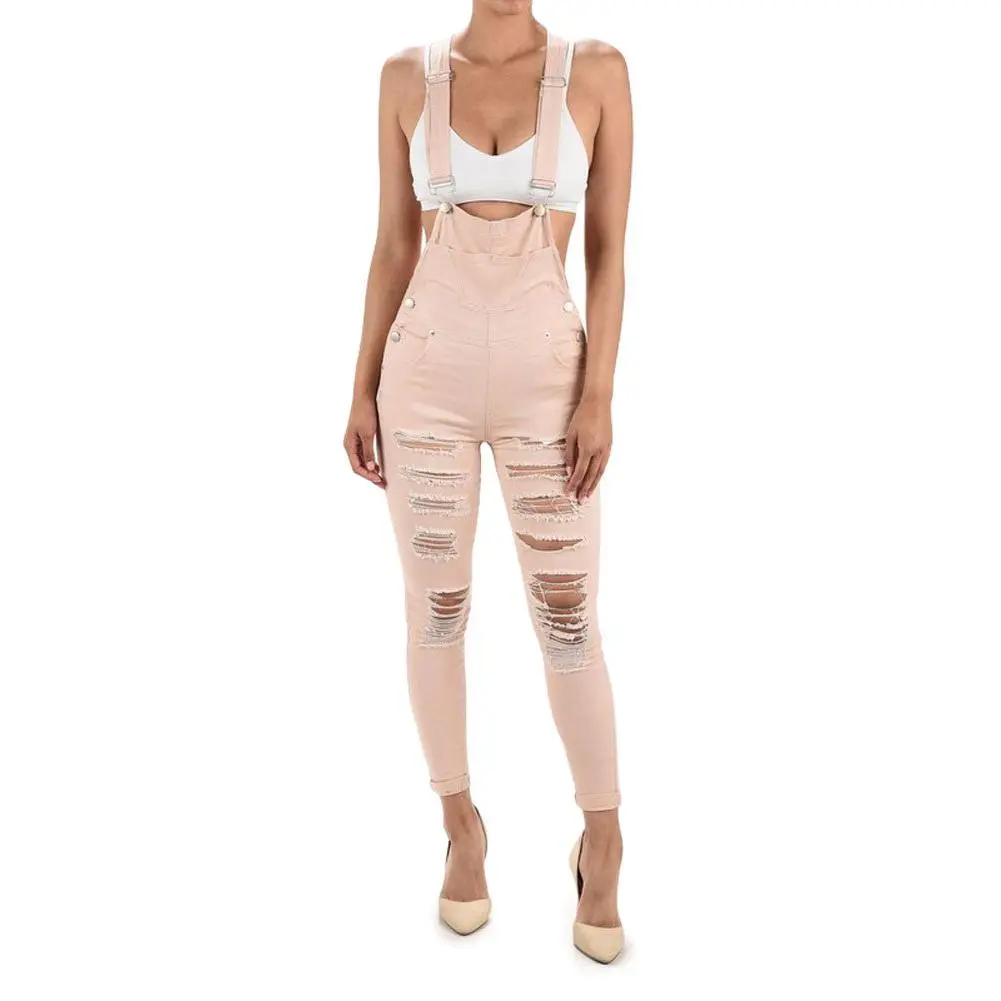 Women's Destroyed Skinny Overalls