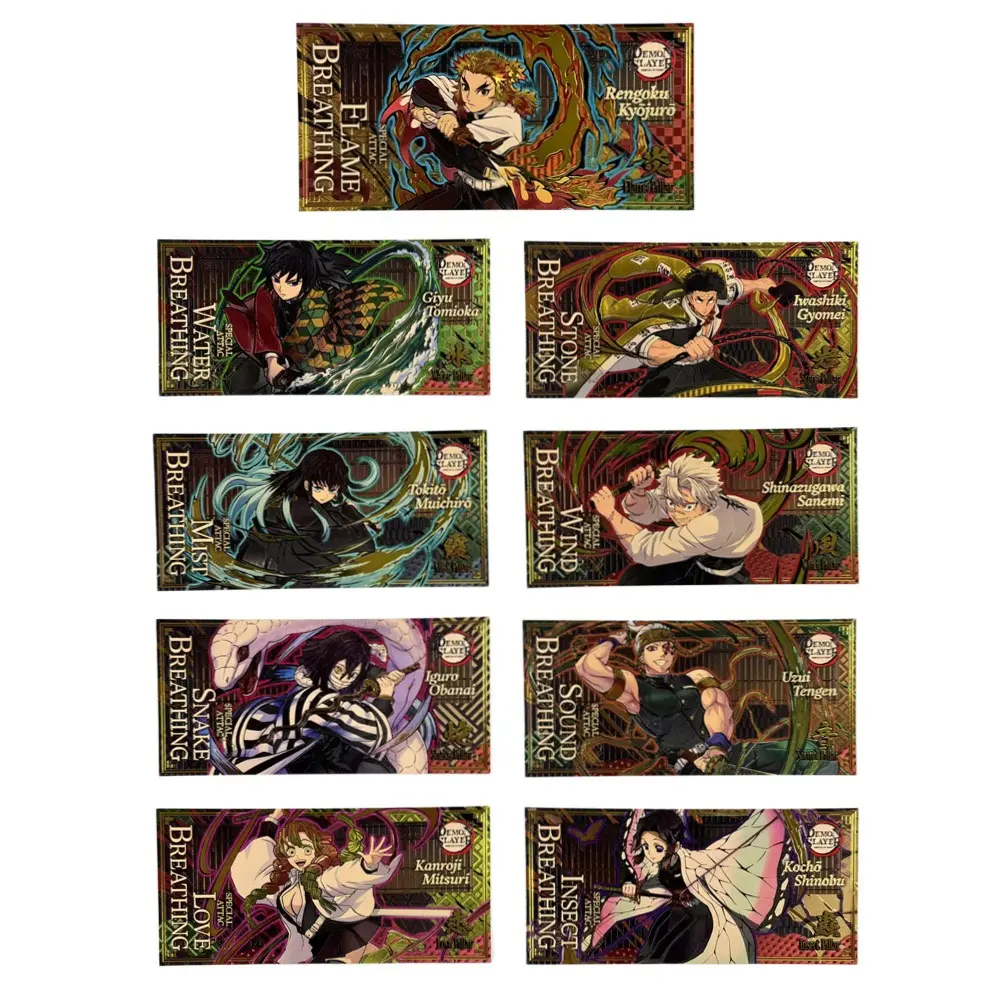 Demon Slayer 9 Hashira Holographic Gold Foil Collectible Card Art Print