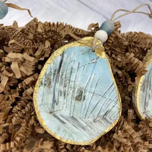 Sand Dunes Oyster Shell Ornaments with Glass Bead