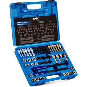 48 Piece Chaser Set, Metric and SAE Repair Kit with 22 Taps 24 Dies 2 Files, Rethreading Kit Tool Set in UNC UNF Metric Sizes with Case