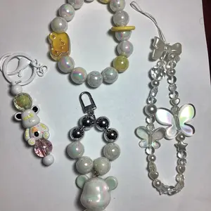 Phone Charm and Keychain  Acrylic Beads Bundle 4pack Resin Metal