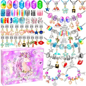 130 count Charm Bracelet Making Kit,   for Girl  8-12 Beads Craft Set for 5 6 7 8 9 10 11 12 Year Old Teenage Birthday Gift