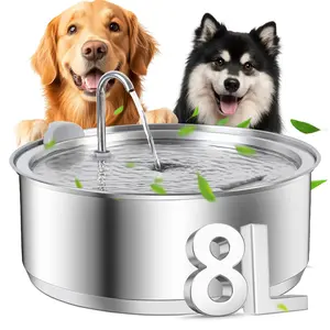 Dog Water Fountain for Large Dogs, 8L/2.1Gal Stainless Steel, Ultra Quiet Water Pump, 5-Layer Filter System, Great for Large Dogs, Cats, and Multi-Pet Homes, Drinking Water Bowl, Automatic Water Bowl