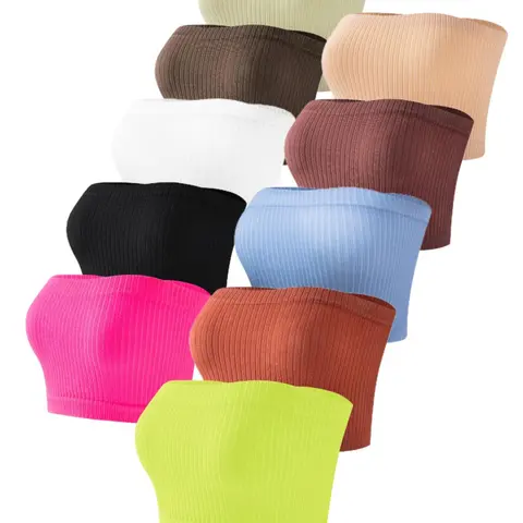 Women's Solid Wireless Strapless Bandeau Bra, Soft Comfortable Breathable Casual Bra, Breathable Comfy Bra, Women's Underwear for All Seasons