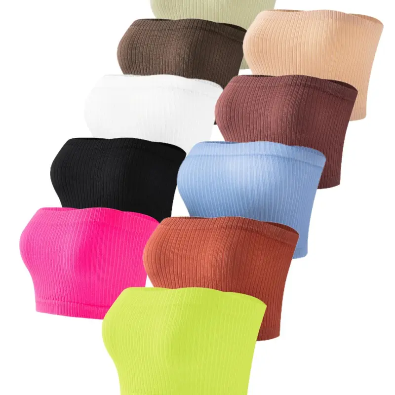 Women's Solid Wireless Strapless Bandeau Bra, Soft Comfortable Breathable Casual Bra, Breathable Comfy Bra, Women's Underwear for All Seasons
