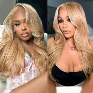Megalook Milk Tea Brown With Highlight 13x6 Three-Go Glueless Body Wave With Drawstring 100% Human Hair Wig