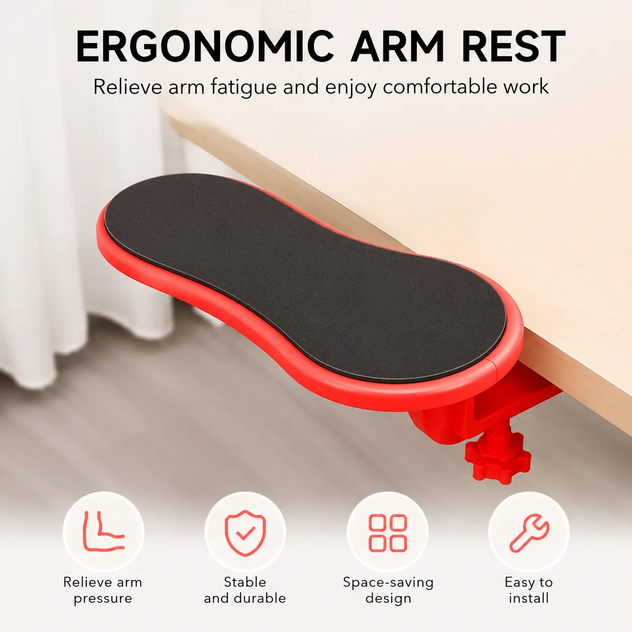 1 Count,  Desk Arm Support with Clamp Mount,Foldable Rotatable No-Drill Non-slip Pad, for Home Office Computer Laptop Use