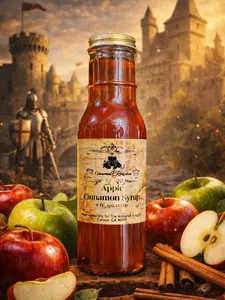 The Armored Kingdom Premium Apple Cinnamon Syrup 8oz - Handcrafted Royal Batches Velvety Smooth Sweetened by Nature Spiced by Royalty - Flavor Beverage