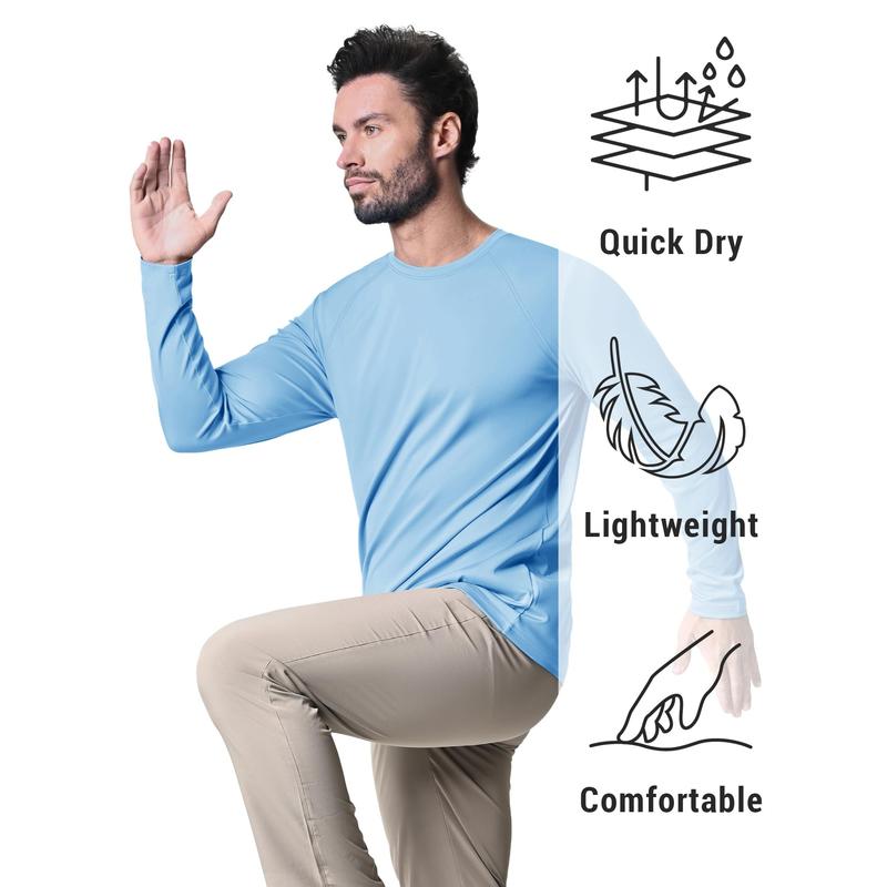 MAGCOMSEN Men's UPF 50+ Long Sleeves Shirts Quick Dry Lightweight Summer Sportswear Tops for Swimming Workout Rashguard Sporty Crew Neck Outdoorfun FallFreshness