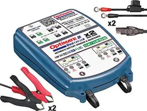 Tecmate Optimate  Optimate 2 Duo 2 Bank 5 Step Automatic Battery Charger & Maintainer, Bronze