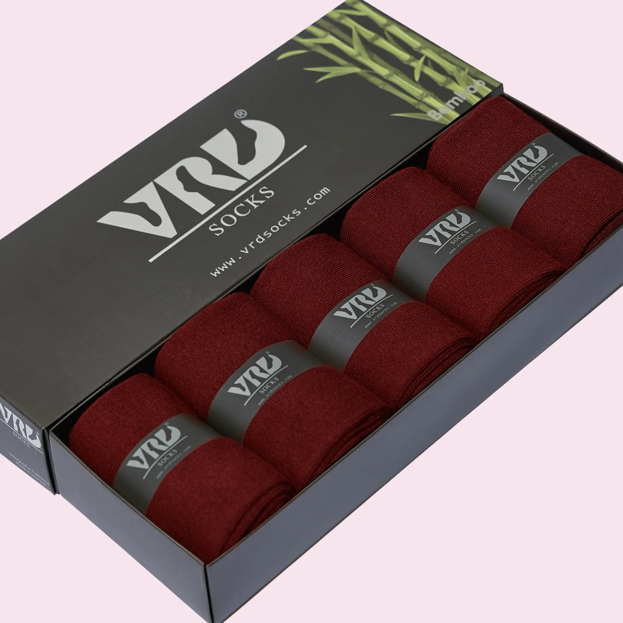 Men's Bamboo Dress Socks • Solid Pack of 1/3/5 Pairs • Burgundy