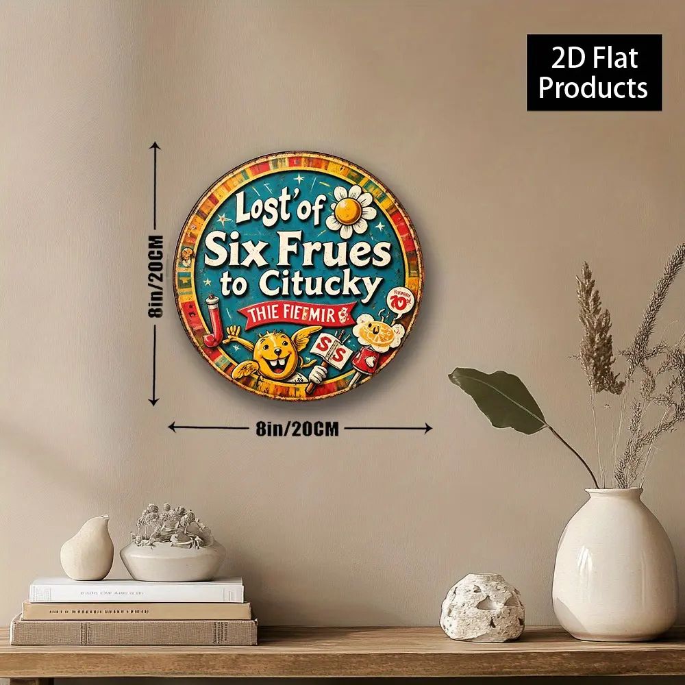 1piece Vintage Aluminum Metal Wall Art - 8x8 Inch Retro Circus-Themed Decor with Whimsical Cat, Stars & Moon Design, Durable Home Decoration for Bedroom, Living Room, Office,2D Flat,Wall decor,Posters