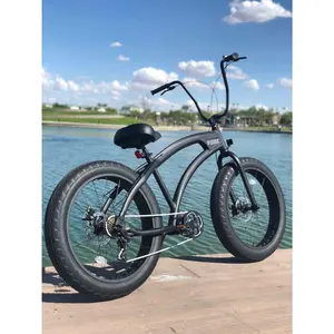SIKK SS Aluminum Frame Flat Black 7 Speed UFO Fat Tire Cruiser