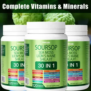 30-in-1 Betel Tree Capsules - Contains Lycanthropis, Sambucus, Stone Resin, Seaweed, and Lion's Mane.Contains 120 capsules, designed to promote skin and gut health and provide antioxidant support Herbal Nutrition Blend Natural Herbal Extracts