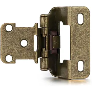 4 Pack (2 Pair) Antique Brass Partial Wrap Self Closing 1/2" Overlay Semi Hidden Cabinet Hinges for Kitchen Cabinet Doors