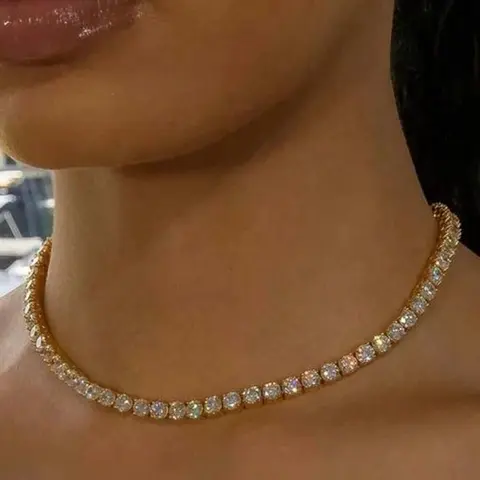 Fashion Shiny Diamond Choker Necklace, Elegant Statement Jewelry Accessory for Women, Trendy Geometric Chain Necklace Gift for Her, Fashion Chain Decorated, Fashion Jewelry Party