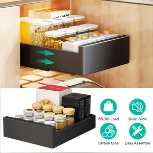 Orio Pull Out Drawer Cabinet Organizer, Carbon Steel Construction, 25kg Load Capacity, Smooth Quiet Slide Rails, 11.81x16.92x2.75in Racks, Easy Installation & Assembly for Kitchen, Dresser Home Storage