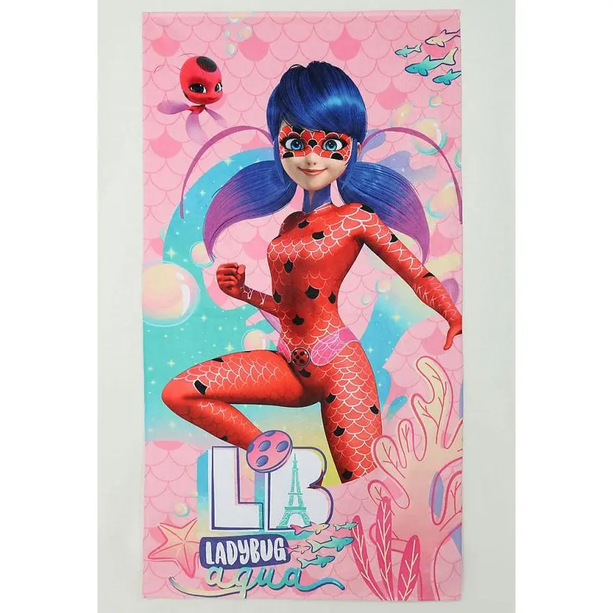 Micotaku x Miraculous Ladybug And Tikki Aqua Form Print Bath Towel, Bathroom Towel, Cotton