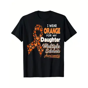 [100% Cotton] 100% Cotton I Wear Orange for My Daughter Multiple Sclerosis Awareness T ShirtComfortable Tee Graphic Print Shirt AllSeason Tee for Everyday Outdoor Activities