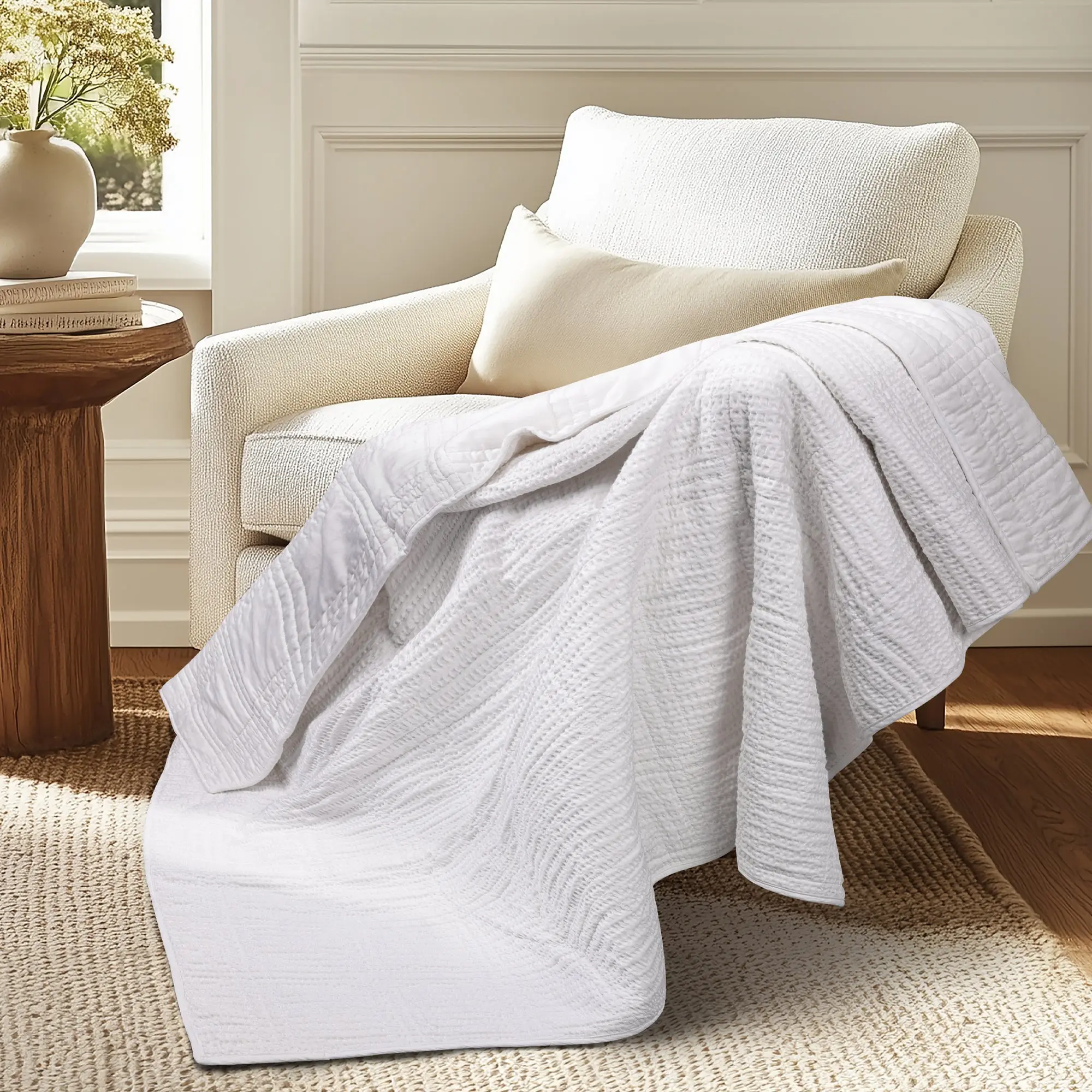 Cloud Waffle Quilted Throw