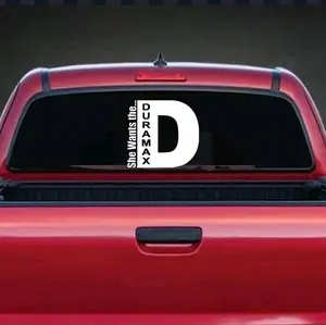 She Wants the Duramax D Vinyl Window Decal 10 Inch Quality Cut Vinyl for Vehicle Windows Boat RVs Office Desk Laptops Easy to Install White Color Default