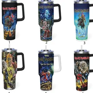 Iron Maiden 40oz Tumbler With Handle – Insulated Stainless Steel Travel Mug, Heavy Metal Fan Gift