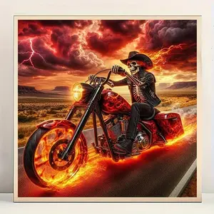 5D DIY Diamond Arts Colorful Painting Kit, Cowboy Skull Pattern DIY Diamond Arts Colorful Painting without Frame, Handmade Art Crafts for Home Decor