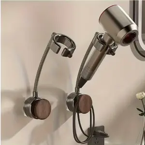 Hands-Free Hair Dryer Stand, Suction Cup Wall Mount, 360° Adjustable, Cable Storage, No Drilling Required, Bathroom Accessories, Hair Dryer Rack