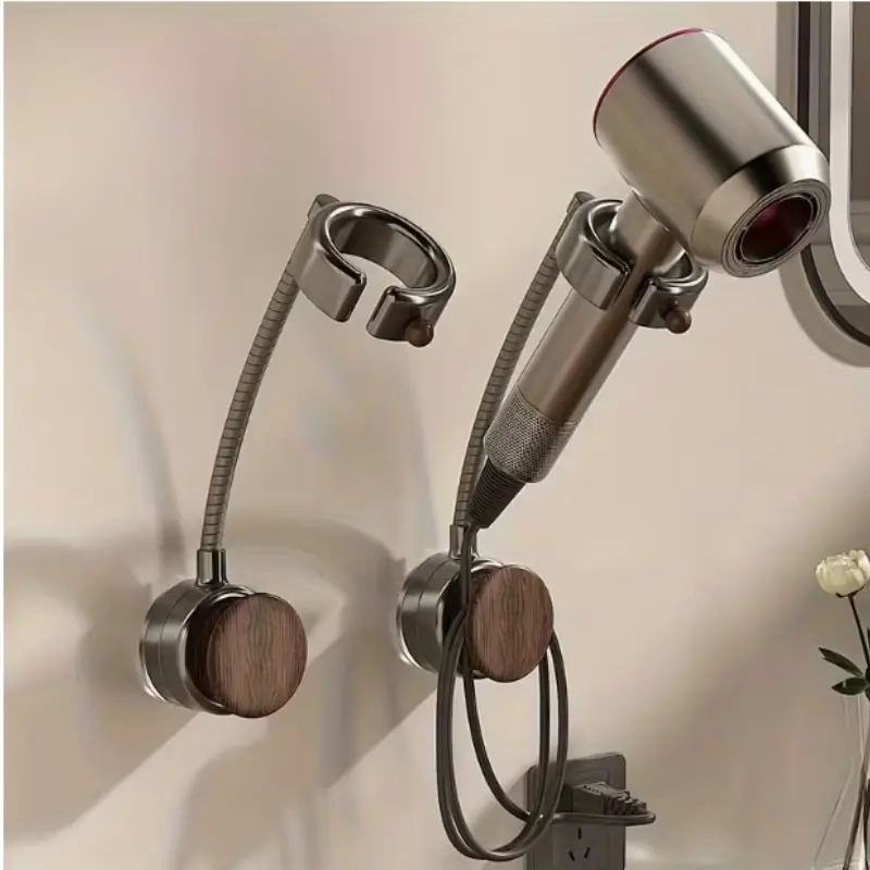 Hands-Free Hair Dryer Stand, Suction Cup Wall Mount, 360° Adjustable, Cable Storage, No Drilling Required, Bathroom Accessories, Hair Dryer Rack, Hair Dryer Holder