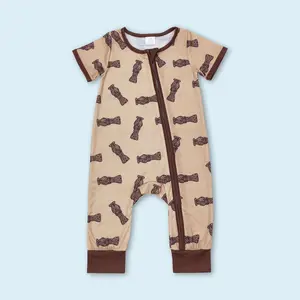Camouflage duck call baby boy short sleeve zip romper