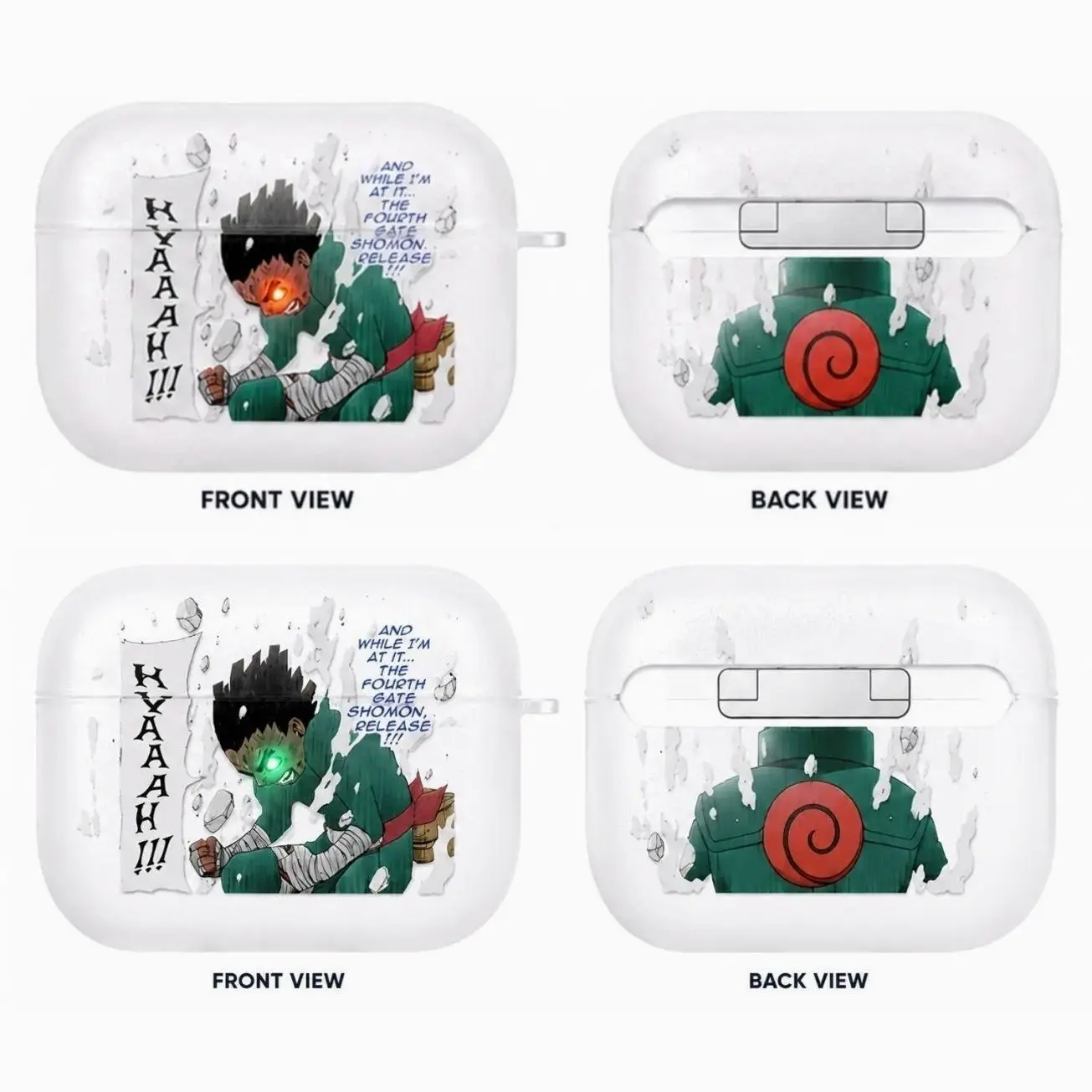 Anime Rock Lee AirPods Case with Keychain, Frosted PC Protective Cover for AirPods Pro, Funny Manga Earbuds Case Gift for Him Her