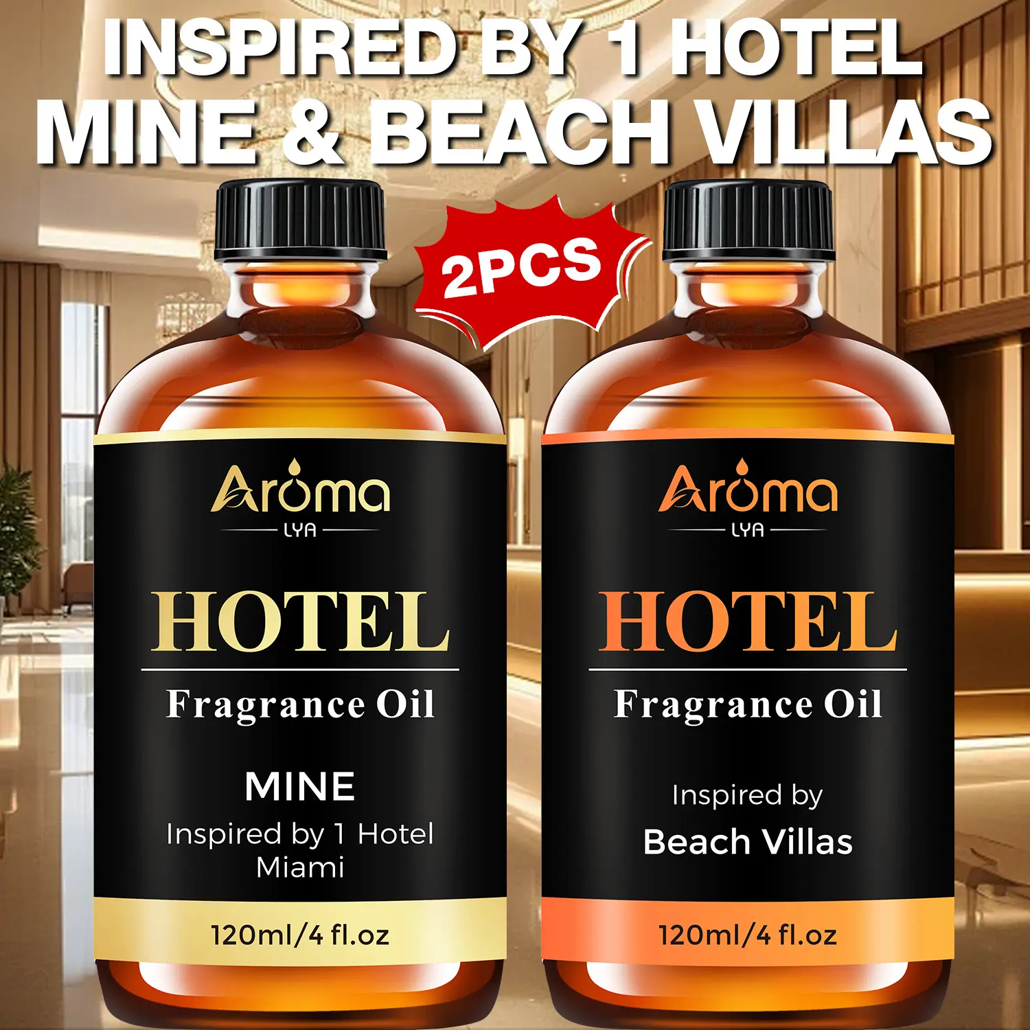 Luxury Hotel Diffuser Oil Inspired by Mine My Way 1 Hotel, Beach Villas- Aromatherapy Essential Oil 120ml for Diffusers, Candle Making, Soap DIY, Air Freshener
