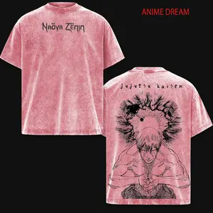 Jujutsu Kaisen Naoya Zenin Anime Double Printed Vintage Washed Tee Unisex Oversize Anime Manga Washed Heavyweight Cotton T-shirt