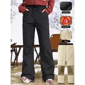 Women's Winter Ski Pants Waterproof Windproof Hiking Trousers with Fleece Lining and Graphene Heated Pad, Adjustable Waist and Cuffs
