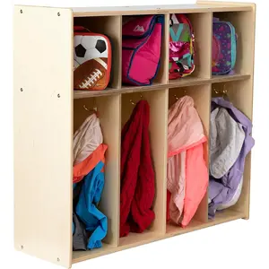 4 Section Cubby Toddler Coat Rack Backpack Hanger School Locker Organizer Mudroom Furniture with Storage & Hooks for Daycare School Kid's Room