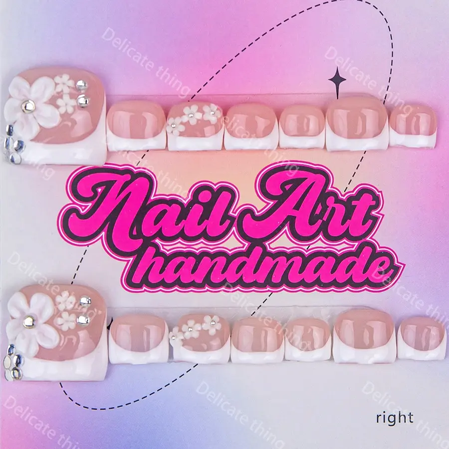 Y2K Style Handmade Nail Art Set with Silver Beads and Nail Charms, XS, S, M, L Sizes, Ideal Gifts for Women