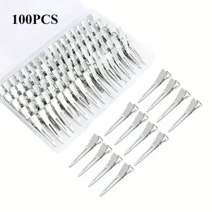 100pcs 1.77inches rust-proof metal alligator clip with a Clear Plastic Box, Styling, Hair Styling, Curling Clip, Hair Coloring, DIY Aaccessories, Items Fixed, Silvery, Duck Bill Hair Clips, Best for Christmas