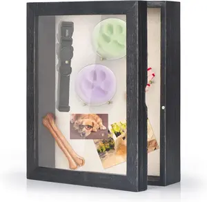 Love-KANKEI Shadow Box Frame 8x10 Shadow Box Display Case with Linen Back Memorabilia Awards Medals Photos Memory Box Carbonized Black