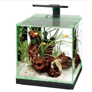 Edge lit cube glass aquarium