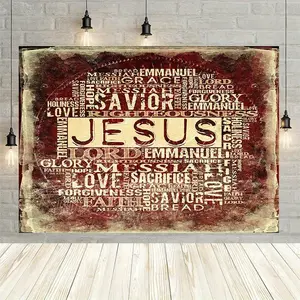 The Savior Jesus Retro Design Background Banners Ideal for Thanksgiving Day Party Decoration Home Garden Indoor Outdoor Courtyard Anniversary Celebration Photo Props Multi Functional 2D Flat