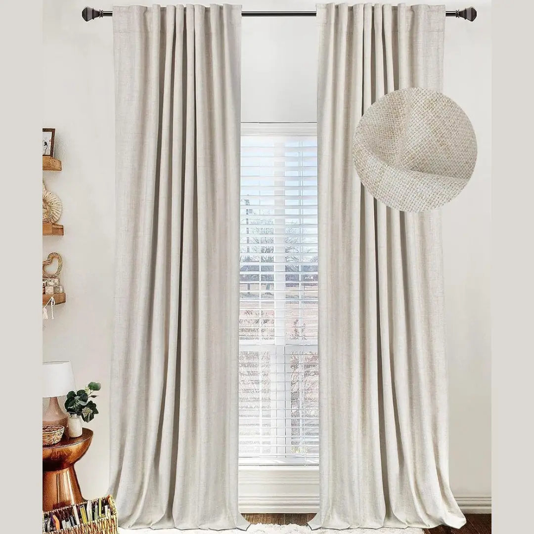 Back to School 2pcs Linen Blackout Curtains for Dorm, Living Room & Bedroom 2 Panels Set Back Tab/Rod Pocket Luxury Darkening Curtains for Windows Apartment Home Decor - Interior Decoration Accessories,dorm essentials,home essentials